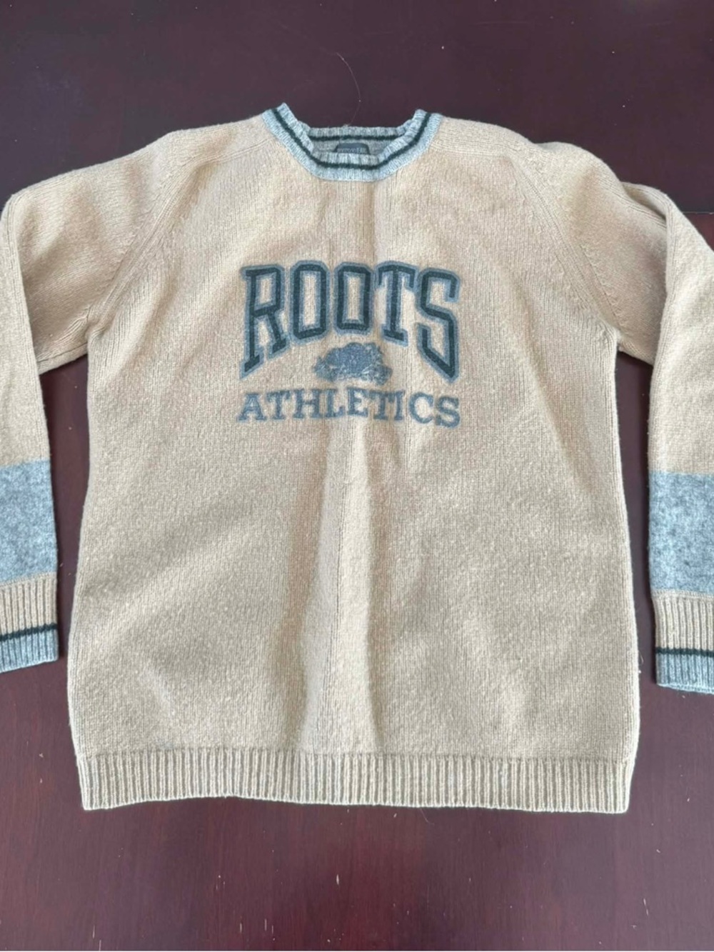 Roots Athletics RARE Lambswool Colorblock Graphic Sweater Vintage Heritage 90s - Picture 2 of 4